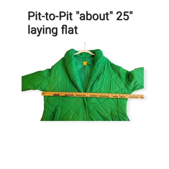 Daisy Kelly Green Long Packable Puffer Jacket Size L Lightweight Travel Coat - Picture 6 of 7